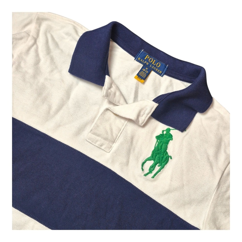 Polo Ralph Lauren Boys Medium‎ 10-12 Big Pony Rugby Stripe Polo Shirt